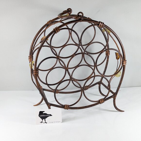 Vintage wrought Iron wine bottle storage rack, portable guest towel shelf - Picture 3 of 7